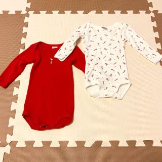 プチバトー(PETIT BATEAU)のプチバトーロンパース2枚セット 67㎝(ロンパース)