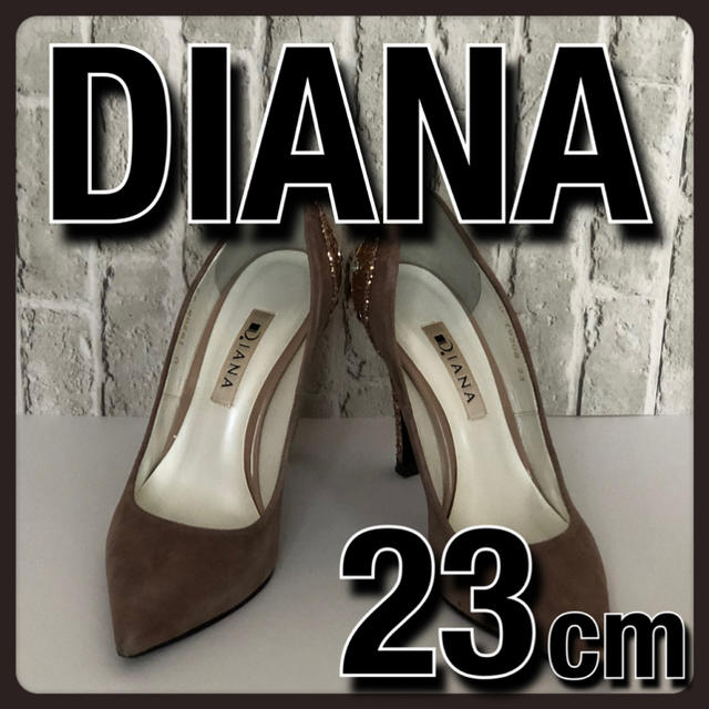 DIANA ダイアナ パンプス グレージュ ゴールド ラインストーン 23cm