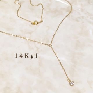 ドゥーズィエムクラス(DEUXIEME CLASSE)の14Kgf／K14gf 一粒CZダイヤYラインネックレス／一粒ダイヤネックレス(ネックレス)