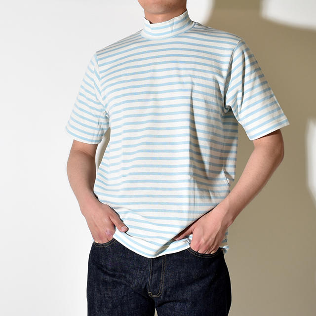 YAECA(ヤエカ)のANATOMICA アナトミカ ボーダー モックネック Tシャツ メンズのトップス(Tシャツ/カットソー(半袖/袖なし))の商品写真