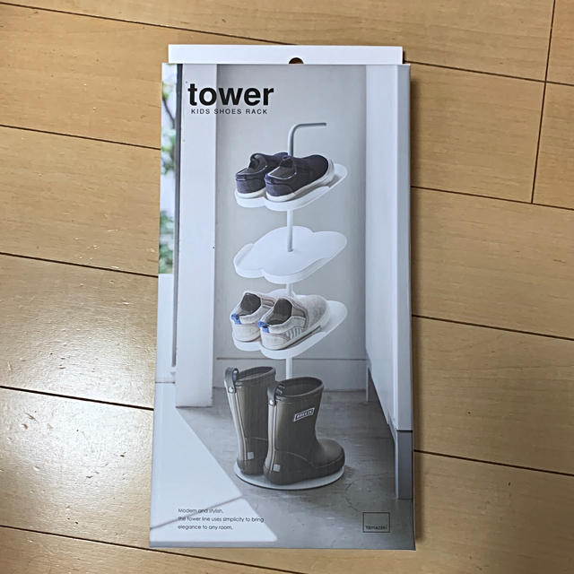 tower タワー　キッズシューズラック　ホワイト インテリア/住まい/日用品の収納家具(玄関収納)の商品写真