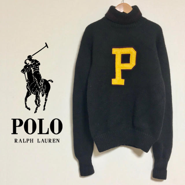 POLO RALPH LAUREN(ポロラルフローレン)のラルフローレン　ポロフェルト刺繍ワッペン　タートルネックウールニット　セーター メンズのトップス(ニット/セーター)の商品写真