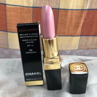 シャネル(CHANEL)の新品！シャネルの口紅　アクアルミエール　68 ピンク　ベージュ　ラメ(口紅)