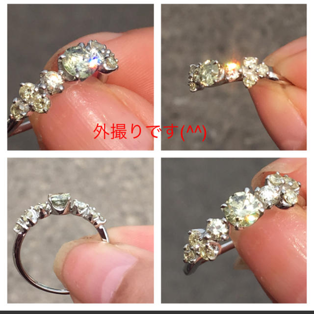 新品✨Pt900❤️本物天然グリーンダイヤ大粒0.336❤️脇0.377リング レディースのアクセサリー(リング(指輪))の商品写真