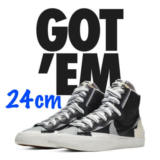 24cm SACAI × NIKE BLAZER MID - スニーカー