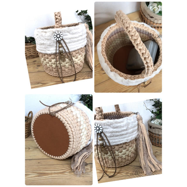 NEW❤️ファーバスケットバッグ❁ズパゲッティ バッグ❁ズパゲッティ NEW❤️ファーバスケットバッグ❁ズパゲッティ バッグ❁ズパゲッティ