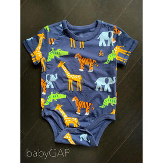 ベビーギャップ(babyGAP)のベビーギャップ 【1回使用】サファリ柄 半袖ロンパース 80cm(ロンパース)