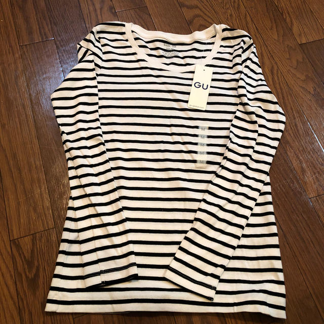 GU(ジーユー)のGU ボーダークルーネックＴ レディースのトップス(Tシャツ(長袖/七分))の商品写真