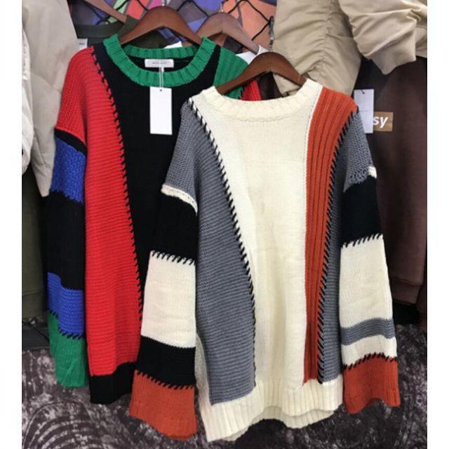 moussy(マウジー)のMOUSSY(マウジー)  COLOR PATCH WORK KNIT レディースのトップス(ニット/セーター)の商品写真