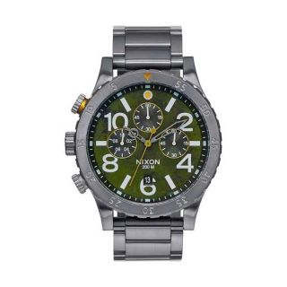 ニクソン(NIXON)のNixon 48-20 CHRONO Gunmetal / Green(腕時計(アナログ))