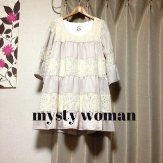 ミスティウーマン(mysty woman)のレース×サテンワンピ(ミニワンピース)