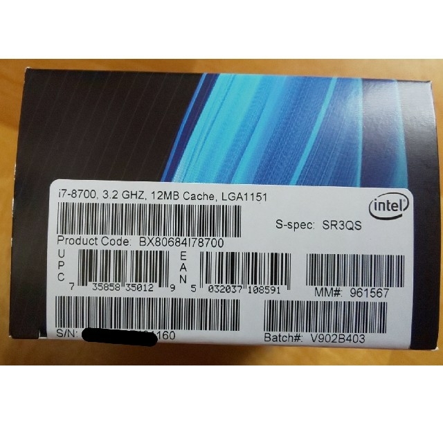 Intel core i7 8700 CPU スマホ/家電/カメラのPC/タブレット(PCパーツ)の商品写真