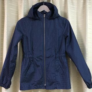 ギャップキッズ(GAP Kids)のギャップ 女の子 ジャケット フード付き 上着160 ドット柄ネイビー GAP(ジャケット/上着)