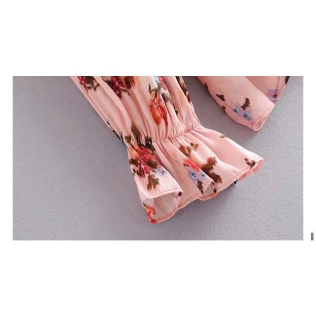 新品 レア セットアップ ZARA サテン ピンク フラワー 花柄 模様 総柄 ZARA】フラワー柄サテンシャツ マルチカラー 107 2483/194/107