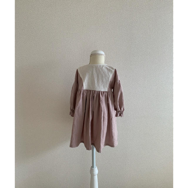 くるみボタンのバイカラーワンピース キッズ/ベビー/マタニティのキッズ服女の子用(90cm~)(ワンピース)の商品写真