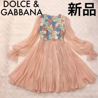 ドルチェアンドガッバーナ(DOLCE&GABBANA)の【新品、タグ付き】DOLCE & GABBANA シルクシフォンワンピース正規品(ひざ丈ワンピース)