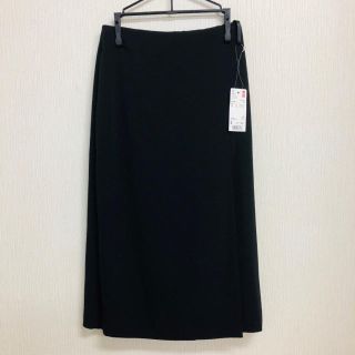 ユニクロ(UNIQLO)のユニクロ ハイウエストドレープラップミディスカート S ブラック(ひざ丈スカート)