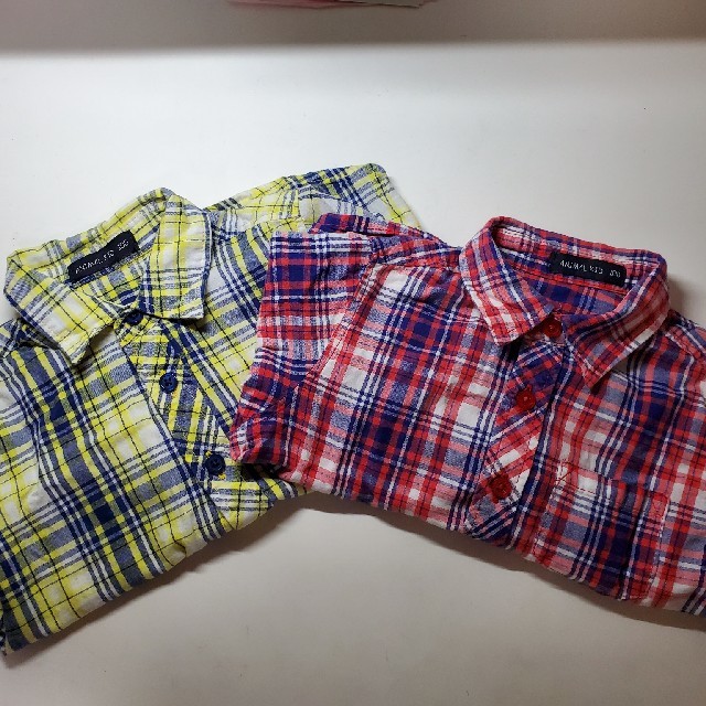 チェックシャツセット　100 キッズ/ベビー/マタニティのキッズ服男の子用(90cm~)(ブラウス)の商品写真
