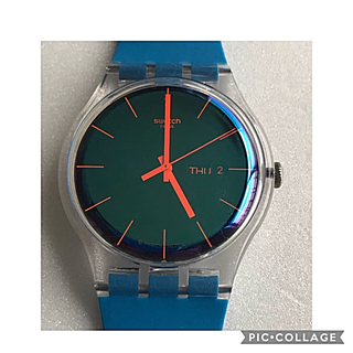 スウォッチ(swatch)のスウォッチ SUOK711 美品 腕時計 アナログ クォーツ 3針 ポーラブルー(腕時計(アナログ))