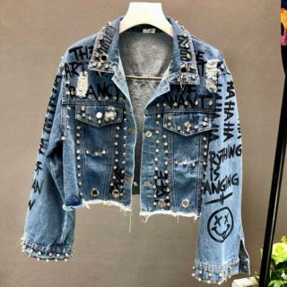 リーバイス(Levi's)の【着画あり】デニムジャケット Gジャン スタッズ グラフィック文字(Gジャン/デニムジャケット)