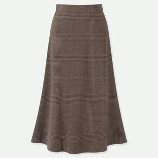 ユニクロ(UNIQLO)のUNIQLO ジャカードフレアミディスカート ブラウン XL(ロングスカート)