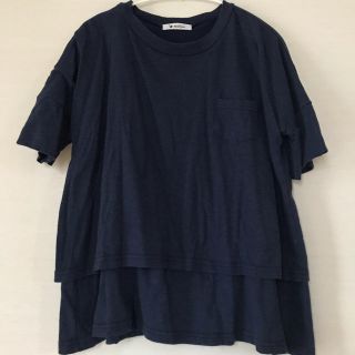 【授乳Tシャツ】Tシャツ ミルクティー　ネイビー(マタニティトップス)