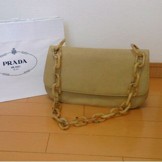 プラダ(PRADA)の美品*チェーンセミショルダー ベージュ(ショルダーバッグ)