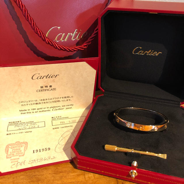 Cartier - 【小春】カルティエ ラブブレス ハーフダイヤ 4石 16号 K18