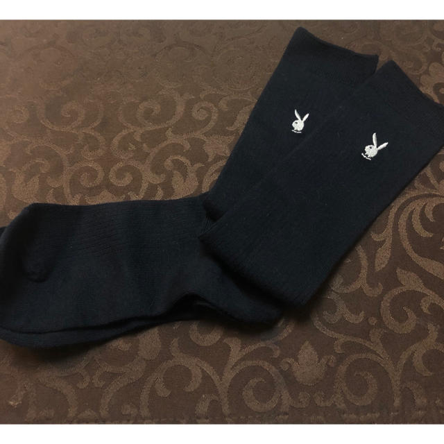 PLAYBOY(プレイボーイ)の未使用 プレイボーイ ハイソックス 紺色 レディースのレッグウェア(ソックス)の商品写真