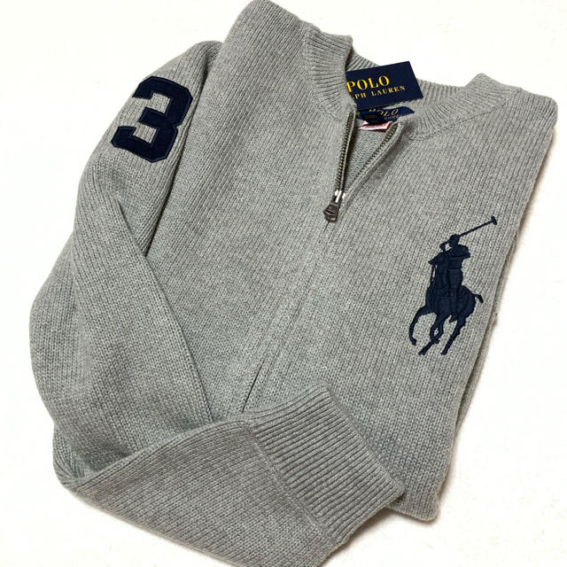 POLO RALPH LAUREN(ポロラルフローレン)の新品✨ビッグポニー ジップアップ コットンカーディガン ボーイズ XL/170 メンズのトップス(ニット/セーター)の商品写真