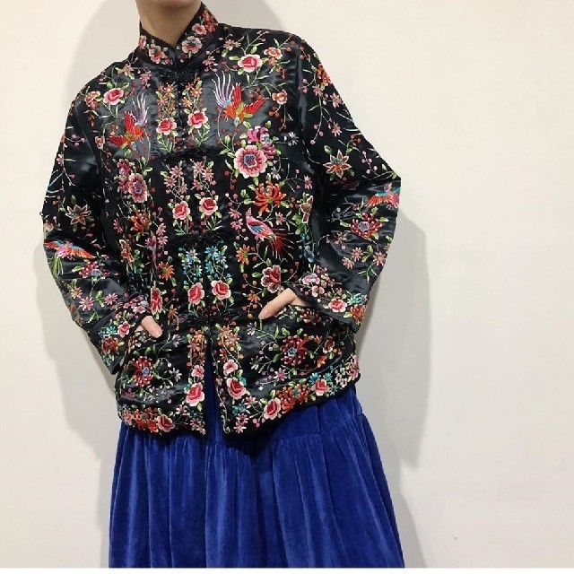 mother - vintage 古着 チャイナ マオカラー 刺繍 ジャケット 花柄
