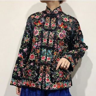 mother - vintage 古着 チャイナ マオカラー 刺繍 ジャケット 花柄