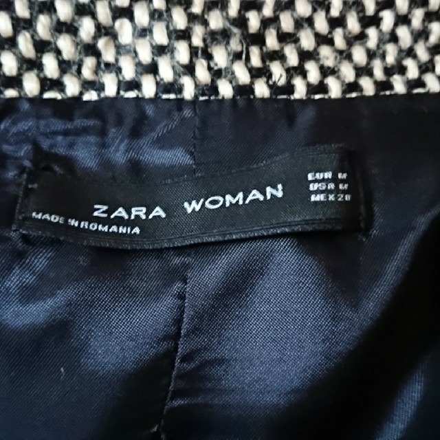 ZARA(ザラ)のじゅん様専用 ZARA ブロックチェックコート 黒×ベージュ レディースのジャケット/アウター(チェスターコート)の商品写真