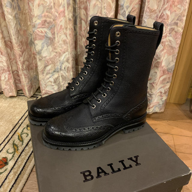 美品　Bally バリー　レースアップブーツ　シボ革　厚底