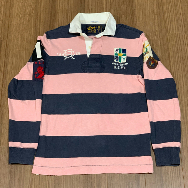 POLO RUGBY(ポロラグビー)のRALPH LAUREN RUGBY 背番号10 ラガーシャツ ピンク/ネイビー メンズのトップス(シャツ)の商品写真