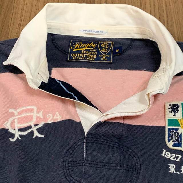 POLO RUGBY(ポロラグビー)のRALPH LAUREN RUGBY 背番号10 ラガーシャツ ピンク/ネイビー メンズのトップス(シャツ)の商品写真