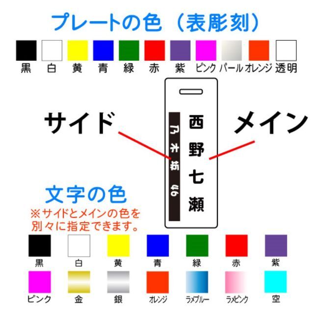 通勤バッグに☆カラーゴルフ札☆カラーネームタグ☆名入れします（表彫刻） スポーツ/アウトドアのゴルフ(バッグ)の商品写真