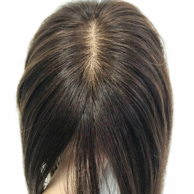 26cm お悩み解決　薄毛対策　高級人毛100% 前髪付き総手植えヘアピースのサムネイル