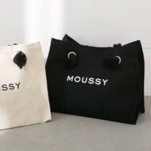 moussy(マウジー)のブラック♡MOUSSYキャンバストートバッグ♡ショッパー型トートバック♡新品 レディースのバッグ(トートバッグ)の商品写真