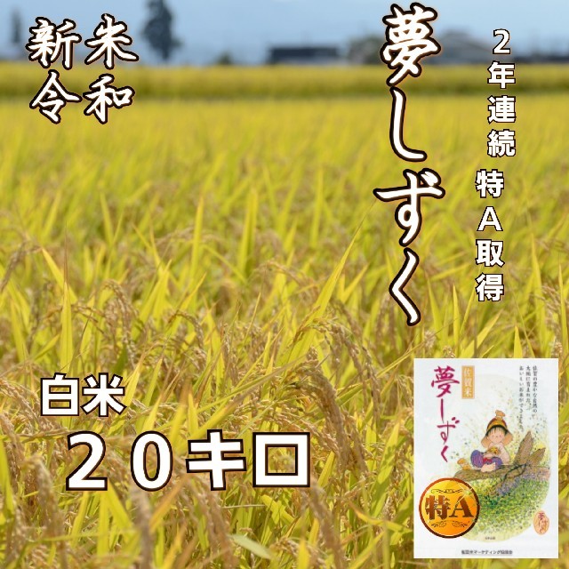 即日発送】佐賀県　夢しずく　白米２０キロ　米/穀物