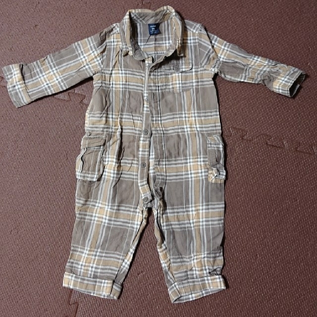 babyGAP(ベビーギャップ)のチェック柄ロンパース春秋用カバーオール キッズ/ベビー/マタニティのベビー服(~85cm)(ロンパース)の商品写真