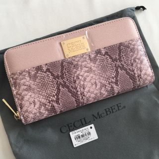 セシルマクビー(CECIL McBEE)の新品 セシルマクビー パイソン柄 ラウンドファスナー 長財布 ピンク(財布)