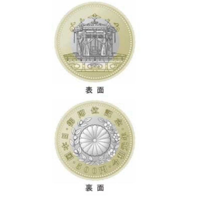 【２つセット】天皇陛下御即位記念500円硬貨 50枚 2ロール