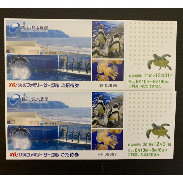 新江ノ島水族館　招待券2枚 チケットの施設利用券(水族館)の商品写真