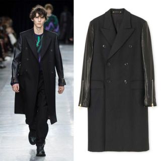 ポールスミス(Paul Smith)のポールスミス 18aw ミックスアップ袖レザーダブルブレストチェスターコート(チェスターコート)