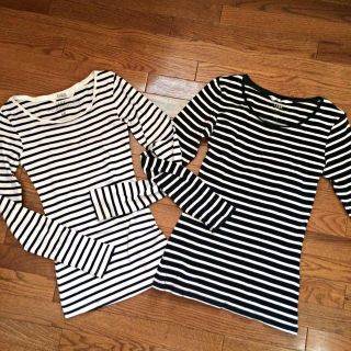 エイチアンドエム(H&M)のH&MボーダーロンT 白(Tシャツ(長袖/七分))