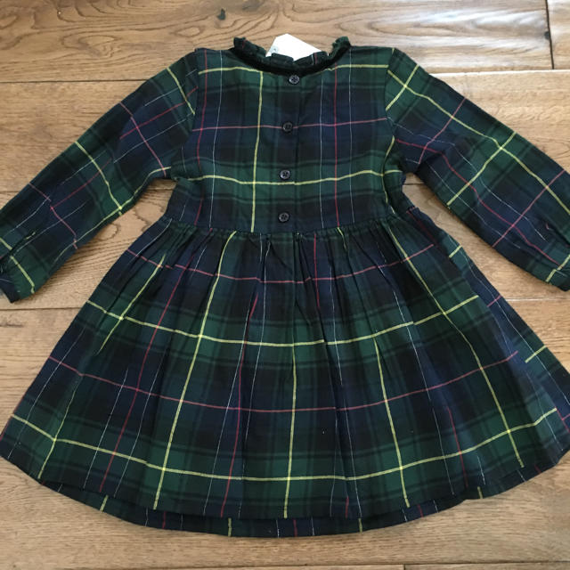 NEXT(ネクスト)の新品♡next♡チェック柄ワンピース 緑 80 キッズ/ベビー/マタニティのベビー服(~85cm)(ワンピース)の商品写真