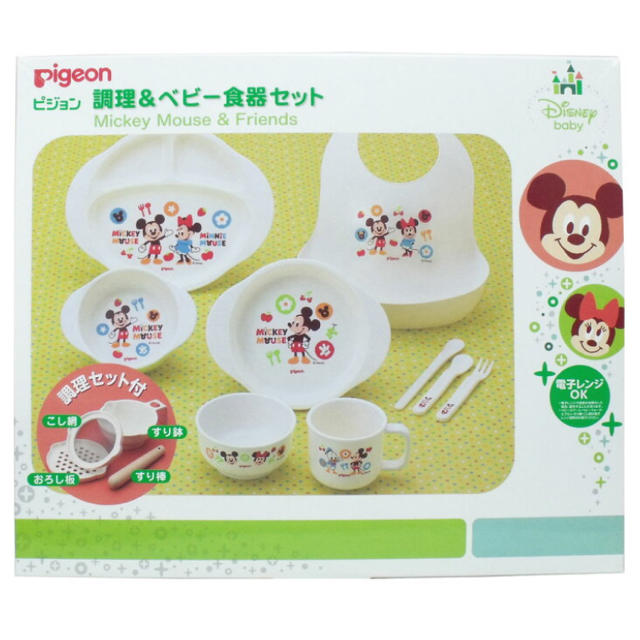 Pigeon(ピジョン)のPigeon ピジョン 調理&ベビー食器セット ミッキー&フレンズ D2  キッズ/ベビー/マタニティの授乳/お食事用品(離乳食器セット)の商品写真