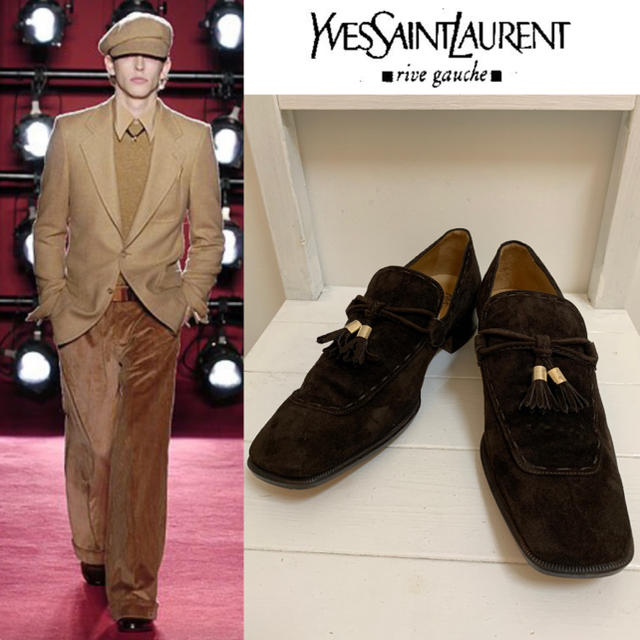 YVES SAINT LAURENT 2005AW スクエア型レザーローファー