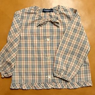 バーバリー(BURBERRY)の【バーバリー】☆90㎝☆バーバリーチェックギャザーブラウス(ブラウス)